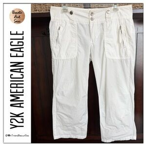 Y2K American Eagle White Capri Cargo Pants